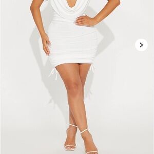 Elegant White Ruched Mini Dress